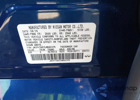 2020 Infiniti Q50 Red Sport 400 Awd z USA, uszkodzony, nr VIN JN1FV7AR7LM660375